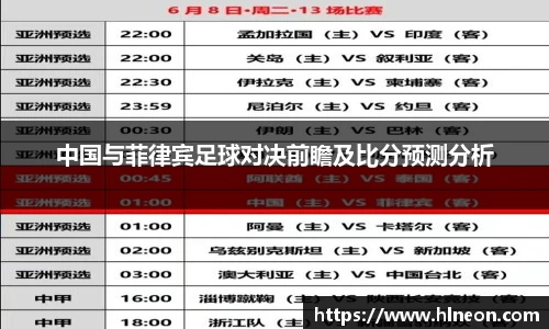 中国与菲律宾足球对决前瞻及比分预测分析